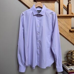 John Varvatos USA Mens Slim Fit Dress Shirt Lavender Purple 16.5 36/37 Cotton